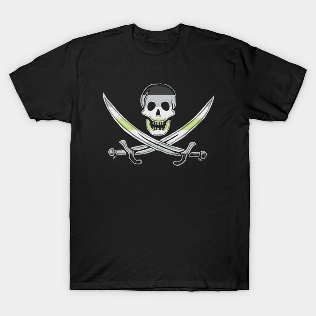 Agender Pirate Pride (darkMode) T-Shirt by BeSmartFightDirty